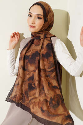 Batik Desenli Bambu Kraş Şal Camel - Başörtüsü