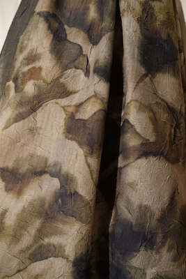 Batik Desenli Bambu Kraş Şal Haki - Başörtüsü