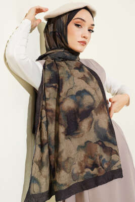 Batik Desenli Bambu Kraş Şal Kamuflaj Yeşili