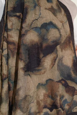 Batik Desenli Bambu Kraş Şal Kamuflaj Yeşili - Başörtüsü