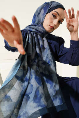 Batik Desenli Bambu Kraş Şal Saks 