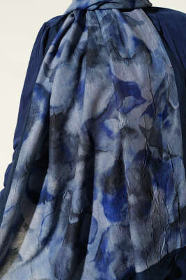 Batik Desenli Bambu Kraş Şal Saks - Başörtüsü