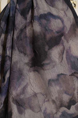 Batik Desenli Bambu Kraş Şal Siyah Haki - Başörtüsü