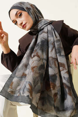 Batik Desenli Bambu Kraş Şal Zümrüt 