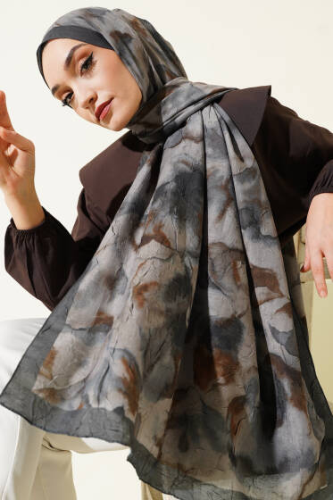 Batik Desenli Bambu Kraş Şal Zümrüt - Başörtüsü