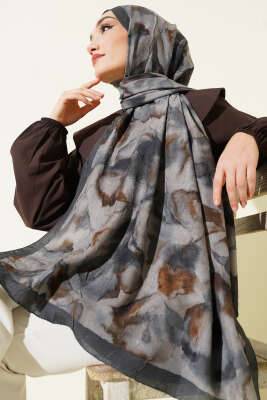 Batik Desenli Bambu Kraş Şal Zümrüt - Başörtüsü