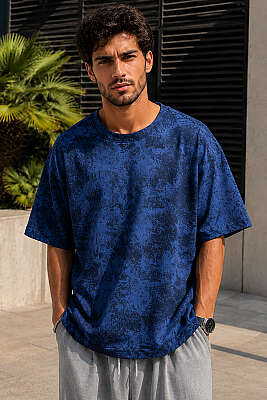 Batik Desenli Erkek T-shirt Lacivert - WİPEOUT