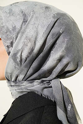 Batik Desenli Soft Eşarp Gri - Başörtüsü