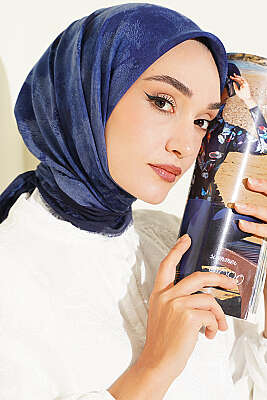 Batik Desenli Soft Eşarp Lacivert - SİNEM EŞARP