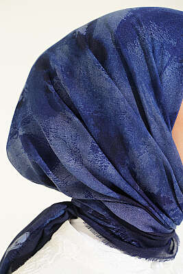 Batik Desenli Soft Eşarp Lacivert - Başörtüsü