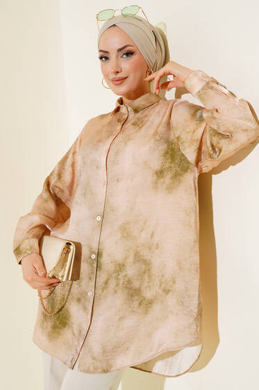 Batik Desenli Tunik Bej - Tunik