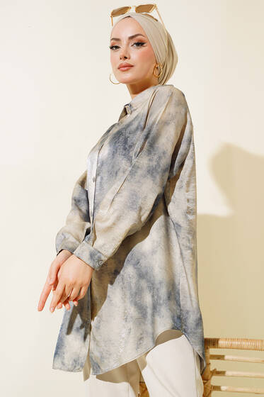 Batik Desenli Tunik Mavi - Tunik