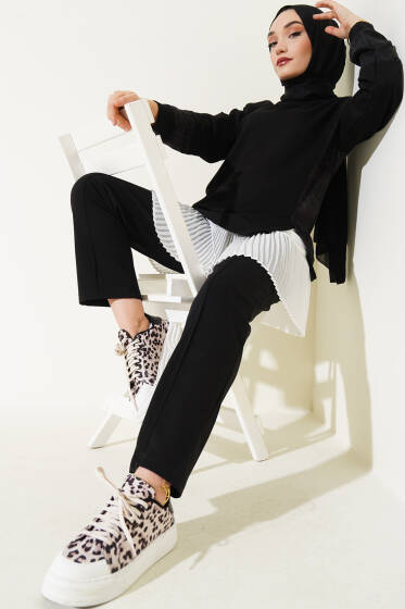 Batik Detaylı İkili Takım Siyah - İkili Takım