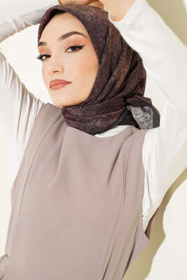 Batik Motifli Modal Eşarp Acı Kahve 