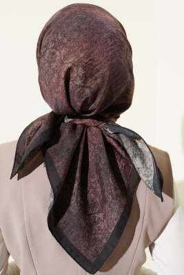 Batik Motifli Modal Eşarp Acı Kahve - Başörtüsü