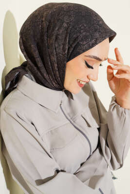 Batik Motifli Modal Eşarp Antrasit - Başörtüsü