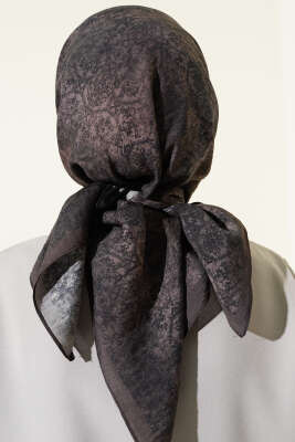 Batik Motifli Modal Eşarp Antrasit - Başörtüsü