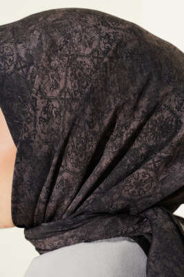 Batik Motifli Modal Eşarp Antrasit - Başörtüsü