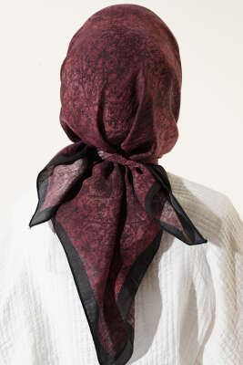 Batik Motifli Modal Eşarp Burgonya - Başörtüsü