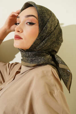 Batik Motifli Modal Eşarp Çağla Yeşili 