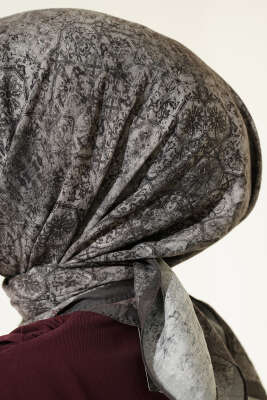 Batik Motifli Modal Eşarp Füme - Başörtüsü