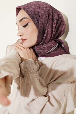 Batik Motifli Modal Eşarp Gül Kurusu - VERTU (NYD TEKSTİL)