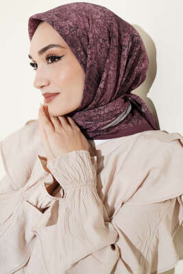 Batik Motifli Modal Eşarp Gül Kurusu - Başörtüsü