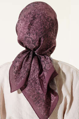 Batik Motifli Modal Eşarp Gül Kurusu - Başörtüsü