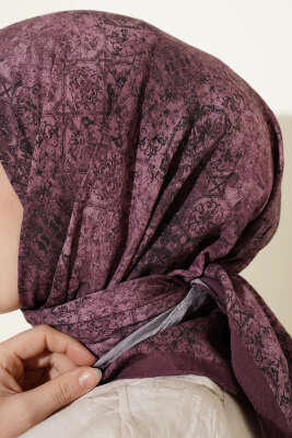 Batik Motifli Modal Eşarp Gül Kurusu - Başörtüsü