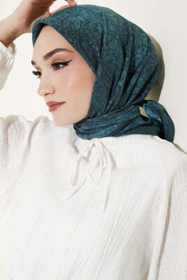 Batik Motifli Modal Eşarp Petrol Yeşili - VERTU (NYD TEKSTİL)