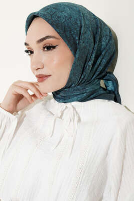 Batik Motifli Modal Eşarp Petrol Yeşili - Başörtüsü