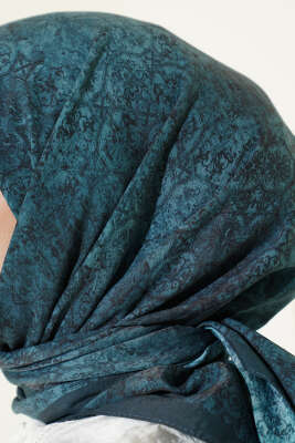 Batik Motifli Modal Eşarp Petrol Yeşili - Başörtüsü