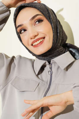 Batik Motifli Modal Eşarp Siyah - VERTU (NYD TEKSTİL)