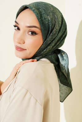 Batik Motifli Modal Eşarp Zümrüt - Başörtüsü