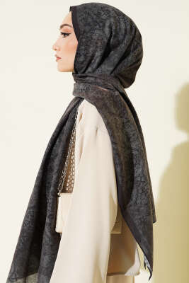 Batik Motifli Modal Şal Antrasit - Başörtüsü