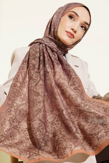 Batik Motifli Modal Şal Camel - Başörtüsü