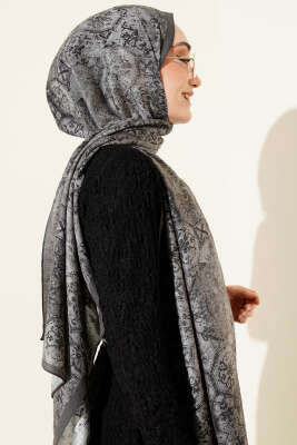 Batik Motifli Modal Şal Gri - Başörtüsü