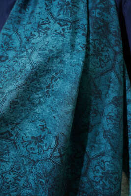 Batik Motifli Modal Şal Petrol - Başörtüsü