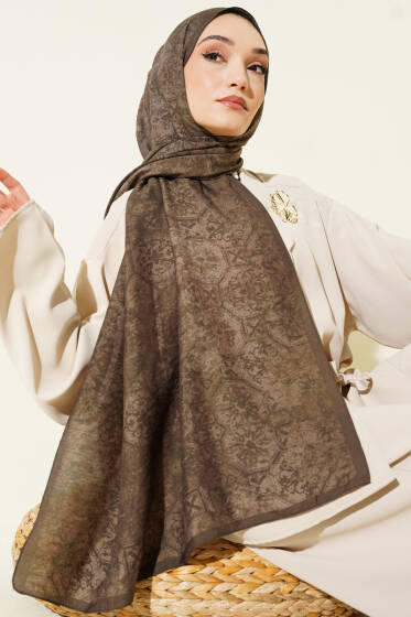 Batik Motifli Modal Şal Yeşil - Başörtüsü