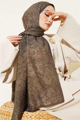 Batik Motifli Modal Şal Yeşil - Başörtüsü