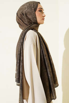 Batik Motifli Modal Şal Yeşil - Başörtüsü