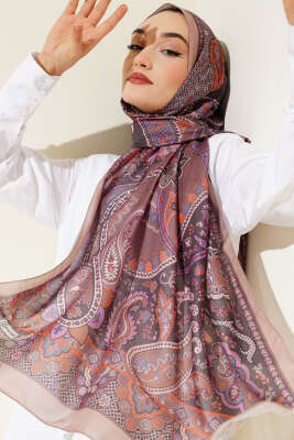 Batik Vintage Desen Soft Şal Bej Lila 