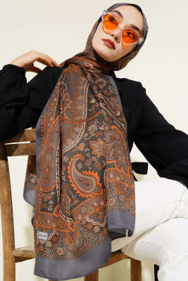 Batik Vintage Desen Soft Şal Füme 