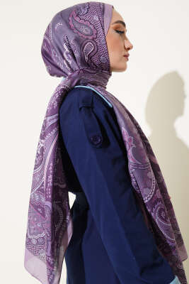 Batik Vintage Desen Soft Şal Lila - Başörtüsü