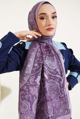 Batik Vintage Desen Soft Şal Lila - Başörtüsü