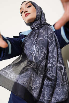 Batik Vintage Desen Soft Şal Siyah 