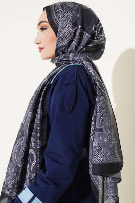 Batik Vintage Desen Soft Şal Siyah - Başörtüsü
