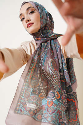 Batik Vintage Desen Soft Şal Vizon 