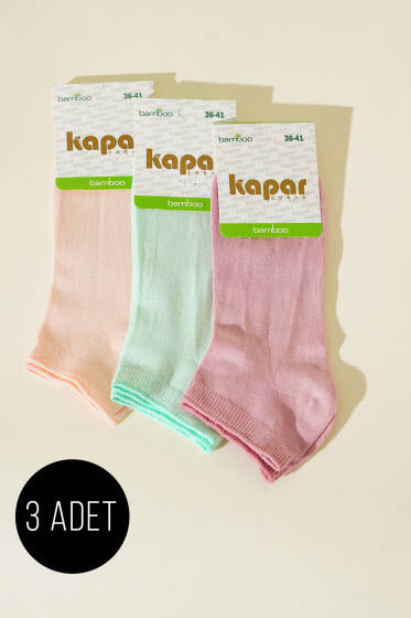 Bayan 3'lü Bambu Patik Çorap Asorti 2 - Babet / Patik Çorap