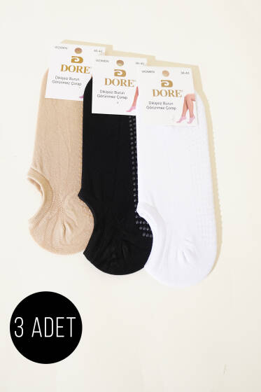 Bayan 3'lü Kaydırmaz Sneakers Çorap Asorti 1 - Babet / Patik Çorap